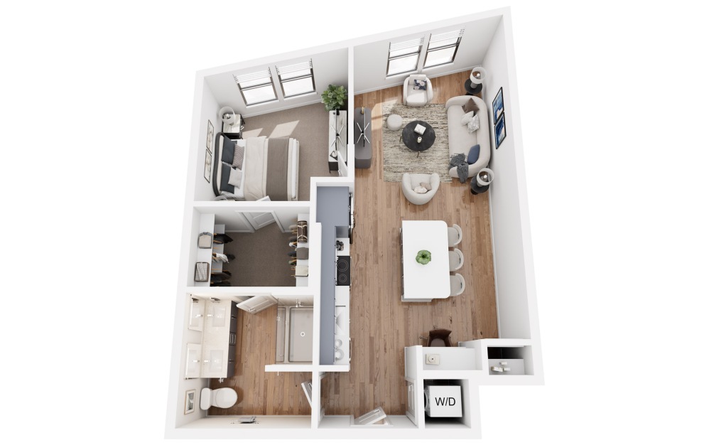 A4 - 1 bedroom floorplan layout with 1 bathroom and 753 square feet